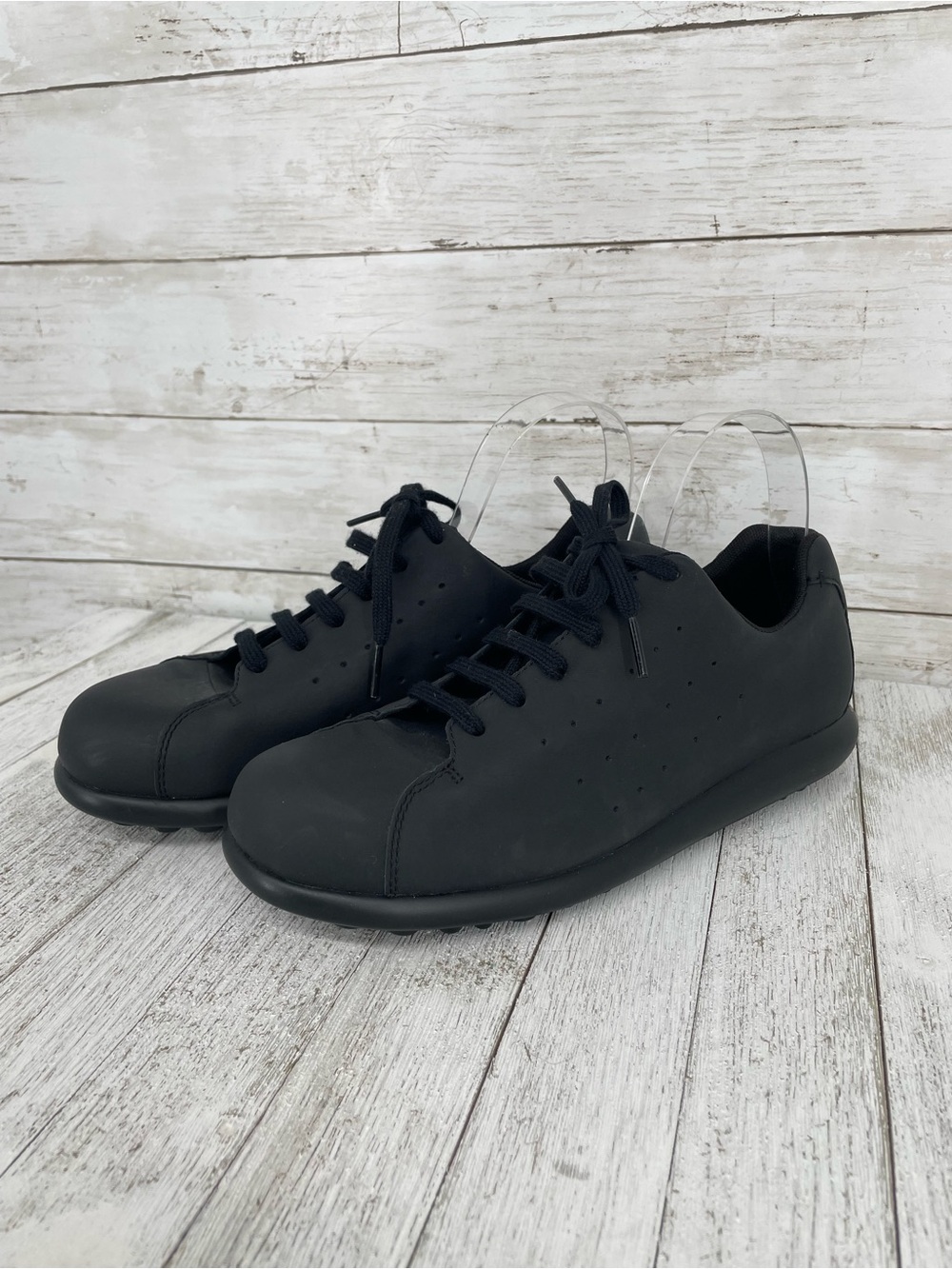 Camper Black Lace-Up Low Top Sneakers Shoes Size 39 European Modern Minimalist
